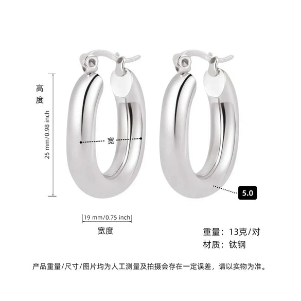 Hoop Earrings Titanium Steel Geometric Electroplating For Women Punk Style