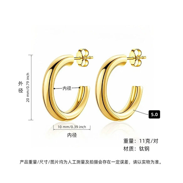 Hoop Earrings Titanium Steel Geometric Electroplating For Women Punk Style