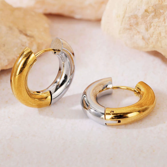 Hoop Earrings Titanium Steel Geometric Electroplating For Women Punk Style