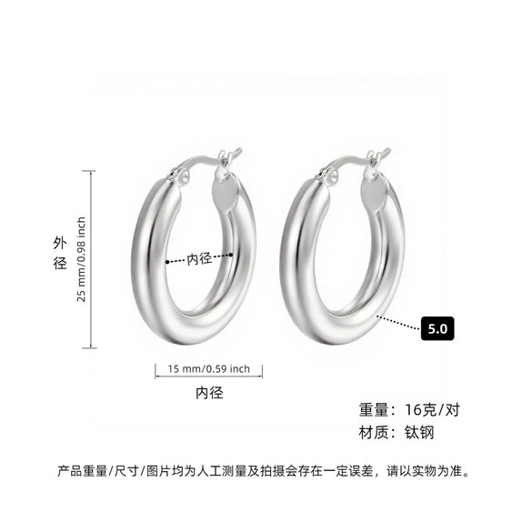 Hoop Earrings Titanium Steel Geometric Electroplating For Women Punk Style