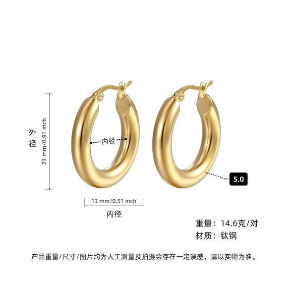 Hoop Earrings Titanium Steel Geometric Electroplating For Women Punk Style