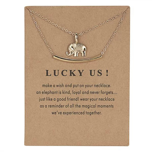 Hot Cardboard Envelope Jewelry Women's Simple Paper Card Cat Ear Alloy Pendant Necklace Gift