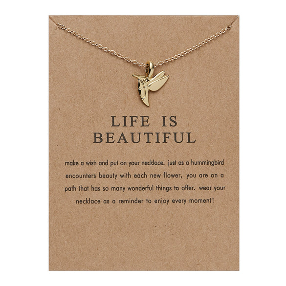 Hot Cardboard Envelope Jewelry Women's Simple Paper Card Cat Ear Alloy Pendant Necklace Gift
