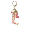 Hot Pink Sequins Resin Keychain With Butterfly Tassel And 26 Letters Jewelry Accessories For Girlfriend
