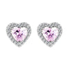 Hot Pink Zircon Heart Shaped Copper Earrings For Women In Ins Light Luxury Style