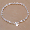 Hot Sale Plated 925 Jewelry European And American Fashion Jewelry Popular Silver Jewelry Wide 4Mm Twist Rope Bracelet