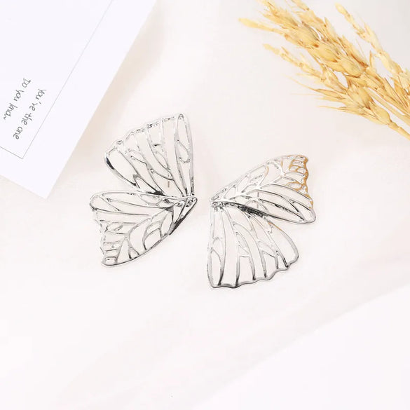 Hot Selling Fashion Exaggerated Metal Hollow Butterfly Earrings