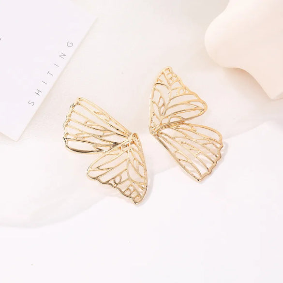 Hot Selling Fashion Exaggerated Metal Hollow Butterfly Earrings