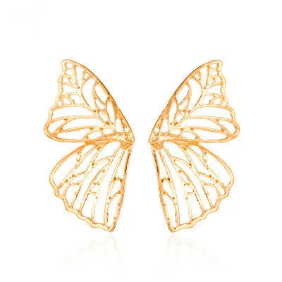 Hot Selling Fashion Exaggerated Metal Hollow Butterfly Earrings