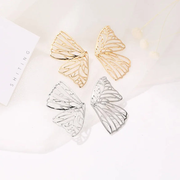 Hot Selling Fashion Exaggerated Metal Hollow Butterfly Earrings