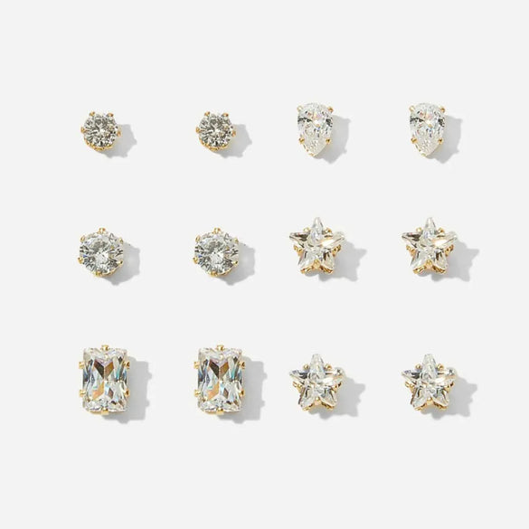 Hot-Selling Geometric Zircon 6 Pairs Of Earrings Set Creative Retro Simple Embedded Diamond Earrings Wholesale Gooddiy