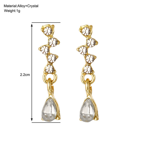 Hotselling Alloy Dropshaped Zircon Stud Earrings For Women With Diamondembedded And Electroplating Design Ins Style Simple Elegant And Exquisite