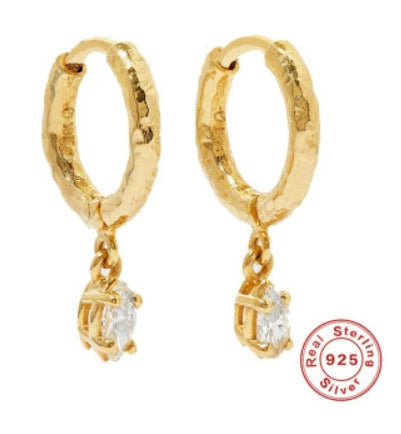 Hotselling Classic Fashion Eggshaped Square Earrings For Women Silver With Geometric Zirconia Design
