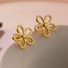 Hotselling Earrings Sweet Style Cut Out Fiveleaf Flower Stamping Design