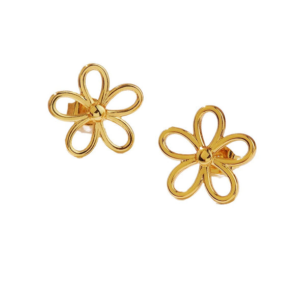 Hotselling Earrings Sweet Style Cut Out Fiveleaf Flower Stamping Design