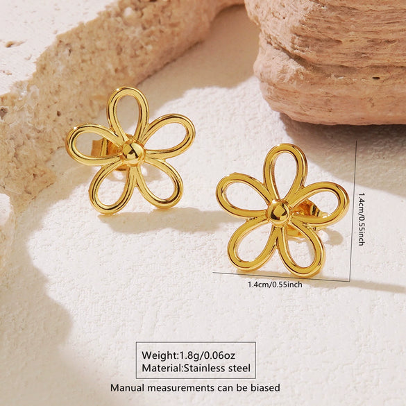 Hotselling Earrings Sweet Style Cut Out Fiveleaf Flower Stamping Design