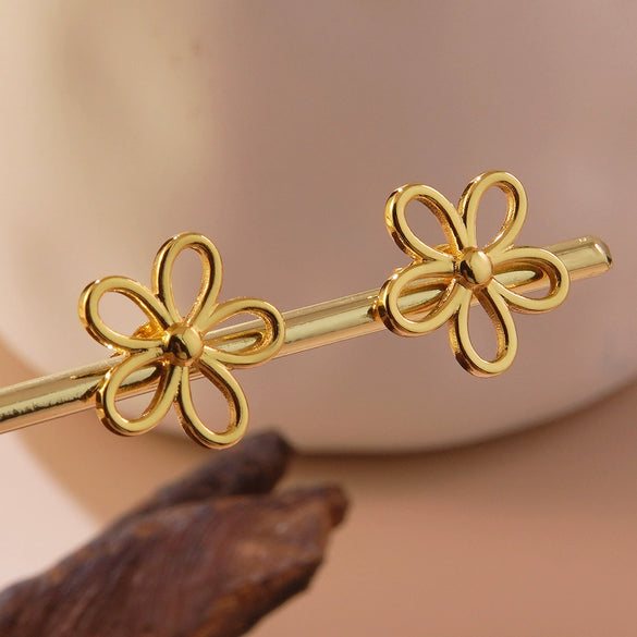 Hotselling Earrings Sweet Style Cut Out Fiveleaf Flower Stamping Design