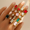 Hotselling Geometric Electroplated Unisex Retro Adjustable Rings