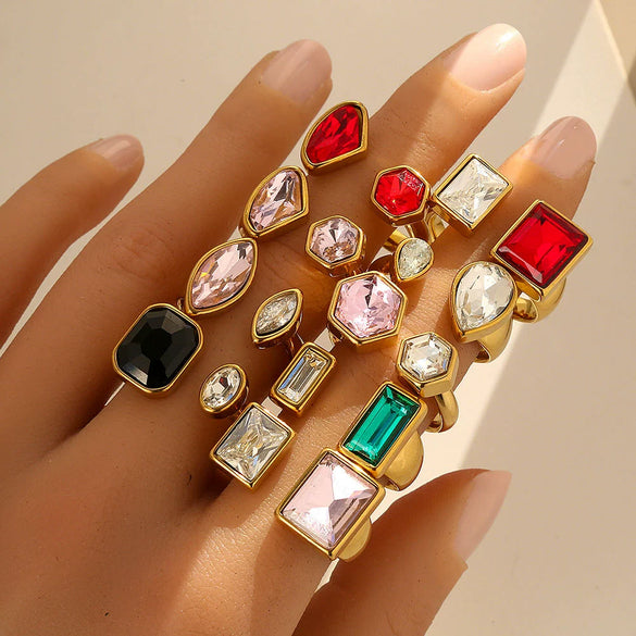 Hotselling Geometric Electroplated Unisex Retro Adjustable Rings