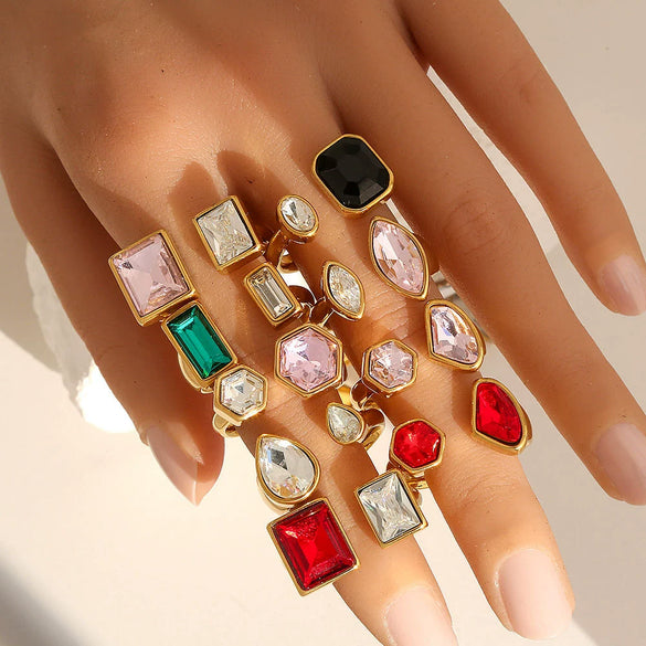 Hotselling Geometric Electroplated Unisex Retro Adjustable Rings