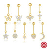Hotselling Luxury S925 Sterling Silver Butterfly Geometric Zirconia Cartilage Piercing Earrings
