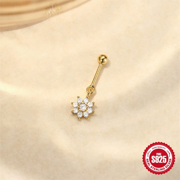 Hotselling Luxury S925 Sterling Silver Butterfly Geometric Zirconia Cartilage Piercing Earrings