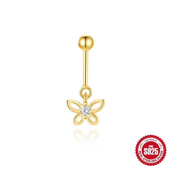 Hotselling Luxury S925 Sterling Silver Butterfly Geometric Zirconia Cartilage Piercing Earrings