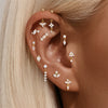 Hotselling Luxury S925 Sterling Silver Butterfly Geometric Zirconia Cartilage Piercing Earrings