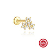 Hotselling Luxury S925 Sterling Silver Clover Tassel Splicing Geometric Cartilage Piercing Earrings With Zirconia Design
