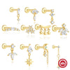 Hotselling Luxury S925 Sterling Silver Clover Tassel Splicing Geometric Cartilage Piercing Earrings With Zirconia Design