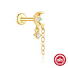 Hotselling Luxury S925 Sterling Silver Clover Tassel Splicing Geometric Cartilage Piercing Earrings With Zirconia Design