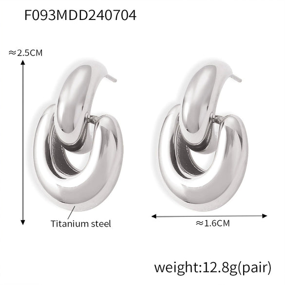 Hotselling Semiround Ring Buckle Ushape Titanium Steel Earrings With Personality Niche Design 18K Goldplated Electroplated For Women