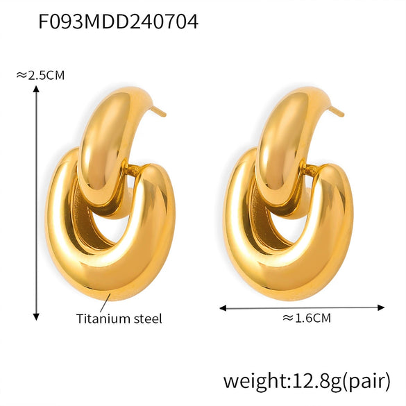 Hotselling Semiround Ring Buckle Ushape Titanium Steel Earrings With Personality Niche Design 18K Goldplated Electroplated For Women