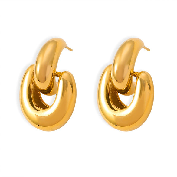 Hotselling Semiround Ring Buckle Ushape Titanium Steel Earrings With Personality Niche Design 18K Goldplated Electroplated For Women