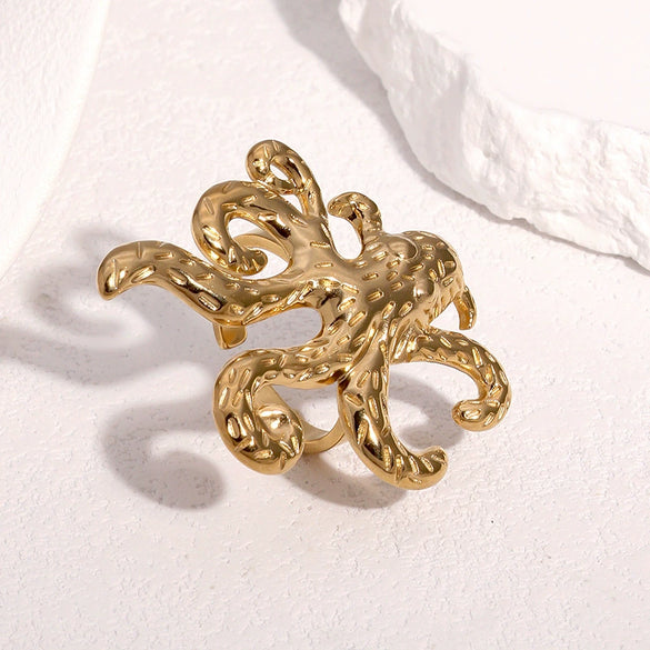 Hotselling Simple Animal Design Electroplated Stainless Steel Women's Open Ring Hand Jewelry