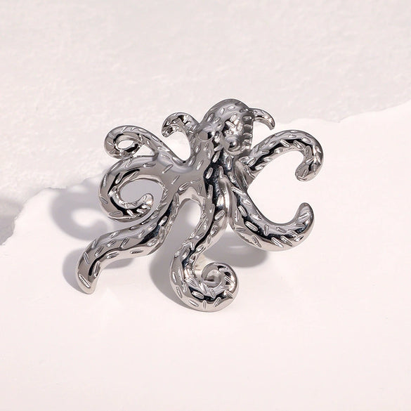 Hotselling Simple Animal Design Electroplated Stainless Steel Women's Open Ring Hand Jewelry
