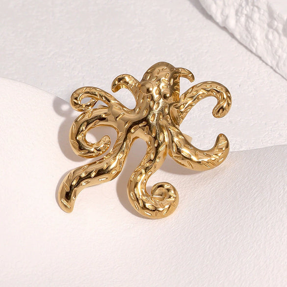 Hotselling Simple Animal Design Electroplated Stainless Steel Women's Open Ring Hand Jewelry