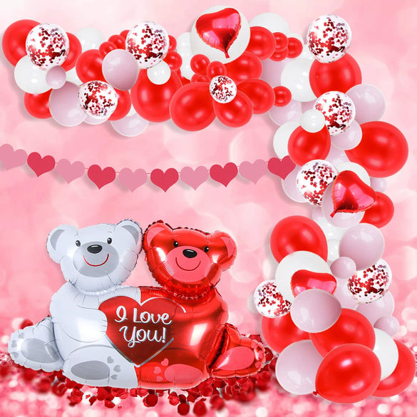Hugging Bear Latex And Foil Balloon Set For Wedding Decorations And Valentine Table Bouquets