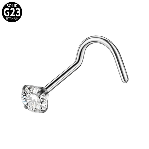 Human Body Puncture Nose Nail Jewelry G23 Titanium Grasping Round Zircon Polishing With Letters Numbers Text Pattern Unisex