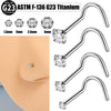 Human Body Puncture Nose Nail Jewelry G23 Titanium Grasping Round Zircon Polishing With Letters Numbers Text Pattern Unisex