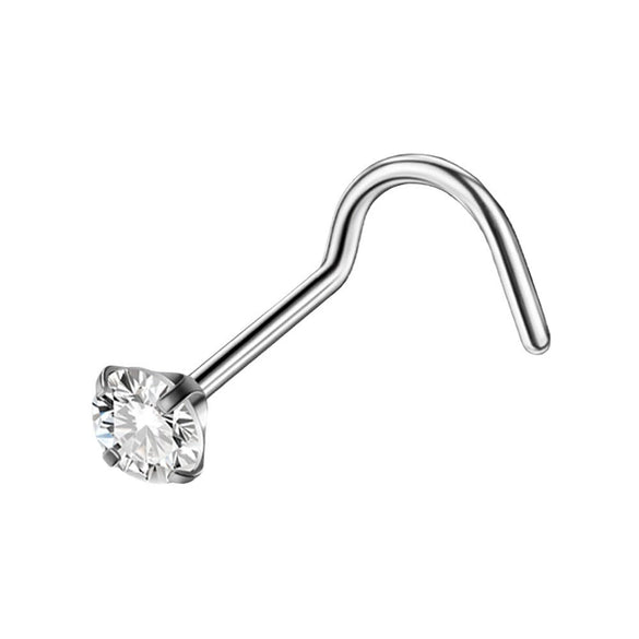 Human Body Puncture Nose Nail Jewelry G23 Titanium Grasping Round Zircon Polishing With Letters Numbers Text Pattern Unisex