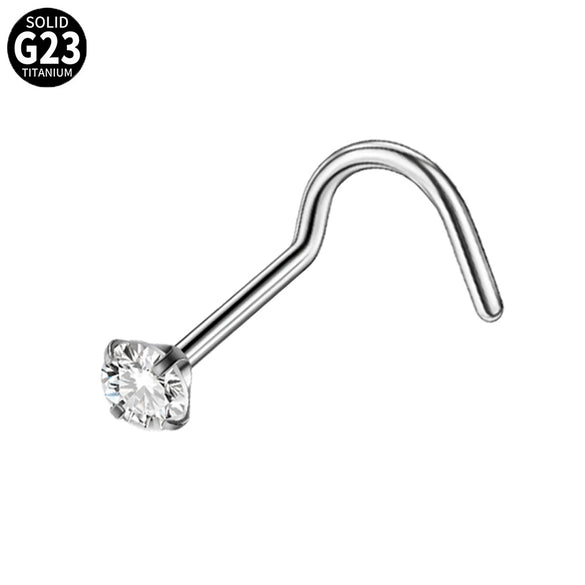 Human Body Puncture Nose Nail Jewelry G23 Titanium Grasping Round Zircon Polishing With Letters Numbers Text Pattern Unisex