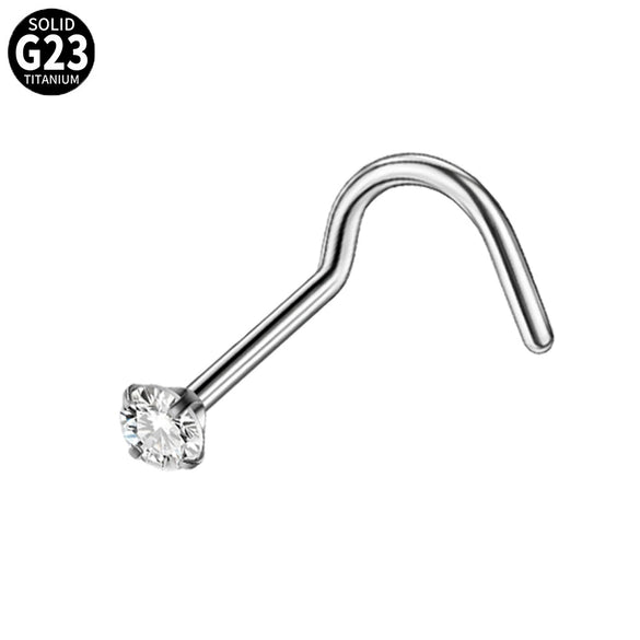 Human Body Puncture Nose Nail Jewelry G23 Titanium Grasping Round Zircon Polishing With Letters Numbers Text Pattern Unisex