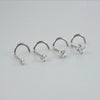 Human Body Puncture Nose Nail Jewelry G23 Titanium Grasping Round Zircon Polishing With Letters Numbers Text Pattern Unisex