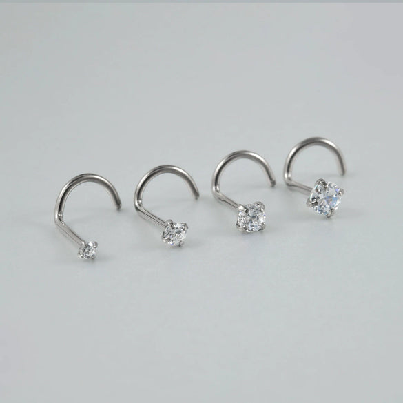 Human Body Puncture Nose Nail Jewelry G23 Titanium Grasping Round Zircon Polishing With Letters Numbers Text Pattern Unisex