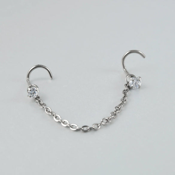 Human Body Puncture Nose Nail Jewelry G23 Titanium Grasping Round Zircon Polishing With Letters Numbers Text Pattern Unisex