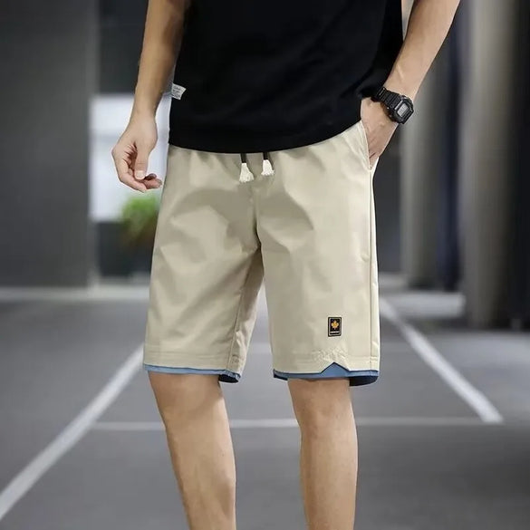 Ice Silk Shorts Men'S Summer  New Quick-Drying Beach Pants Five-Point Pants Loose Casual Sports Pants