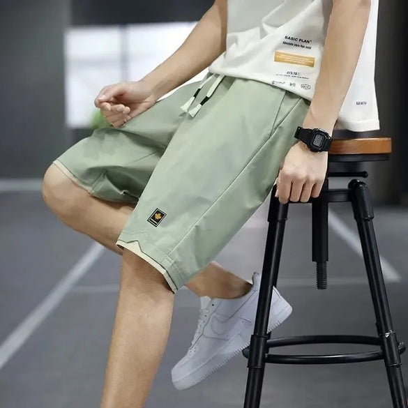 Ice Silk Shorts Men'S Summer  New Quick-Drying Beach Pants Five-Point Pants Loose Casual Sports Pants