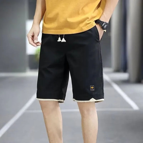 Ice Silk Shorts Men'S Summer  New Quick-Drying Beach Pants Five-Point Pants Loose Casual Sports Pants