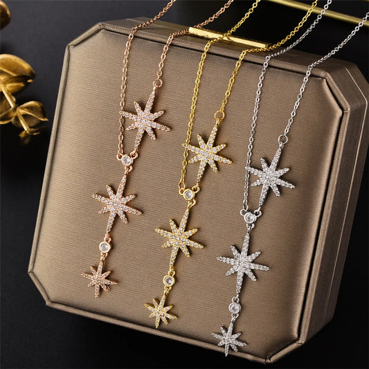 Ig Style Basic Star Stainless Steel Inlay Zircon Necklace
